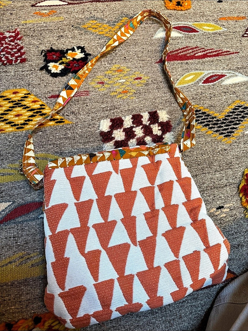 Super Cute Recycled Textile Geometric Crossbody Bag
